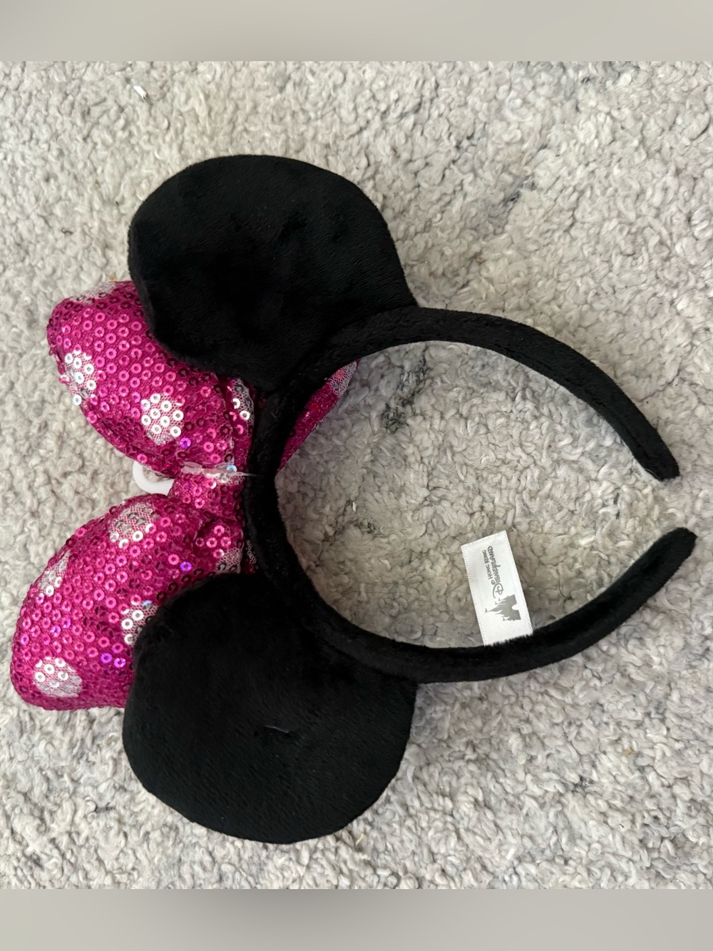 Hong Kong Disney Pink Sequin Polka Dot Bow Minnie Ear Headband - Black - Picture 3 of 4